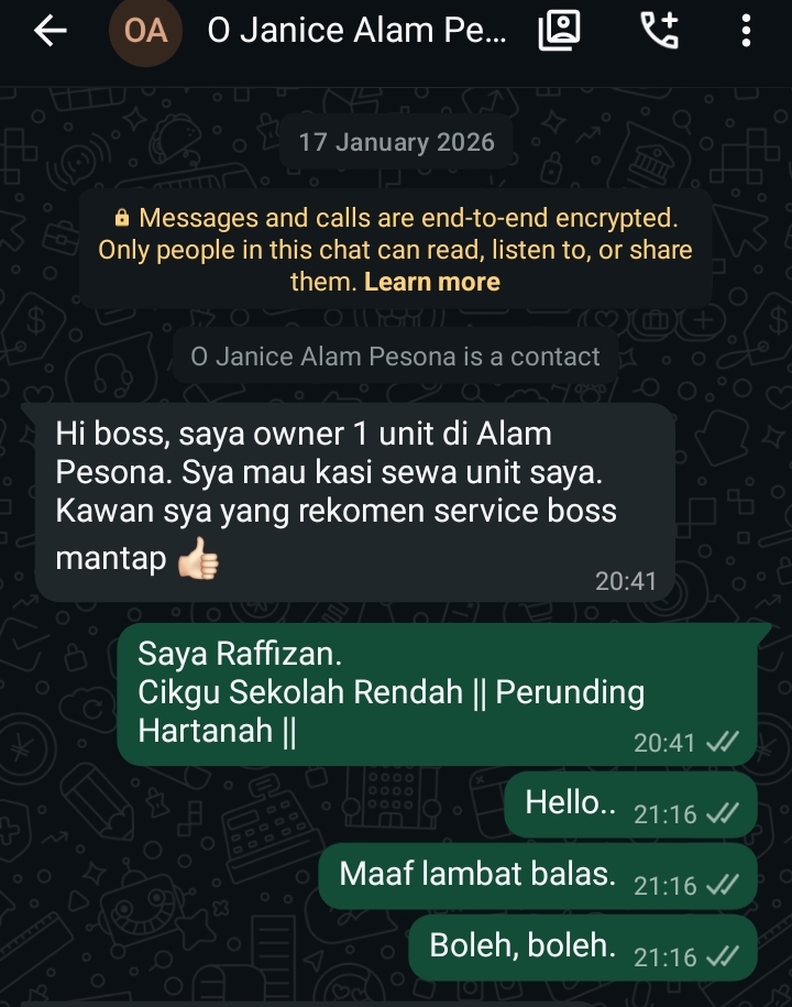 Testimoni pelanggan Raffizan.com rumah pertama Sabah